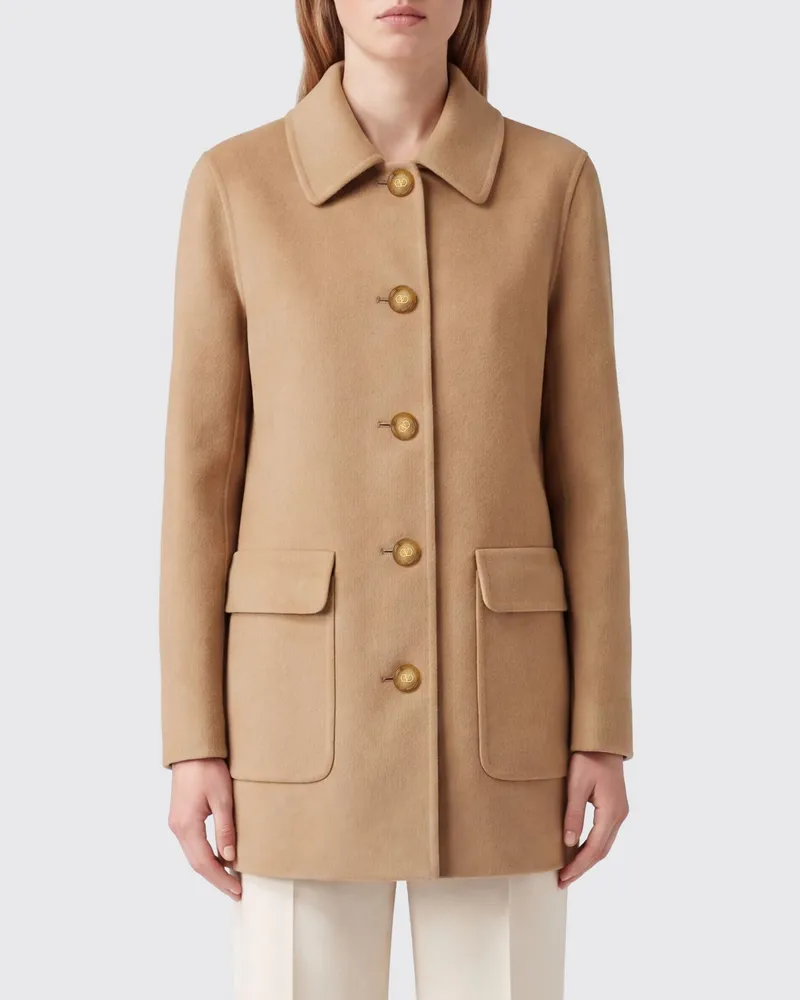 Valentino Garavani Einreihiger Kurzmantel aus Wolle und Kaschmir Beige