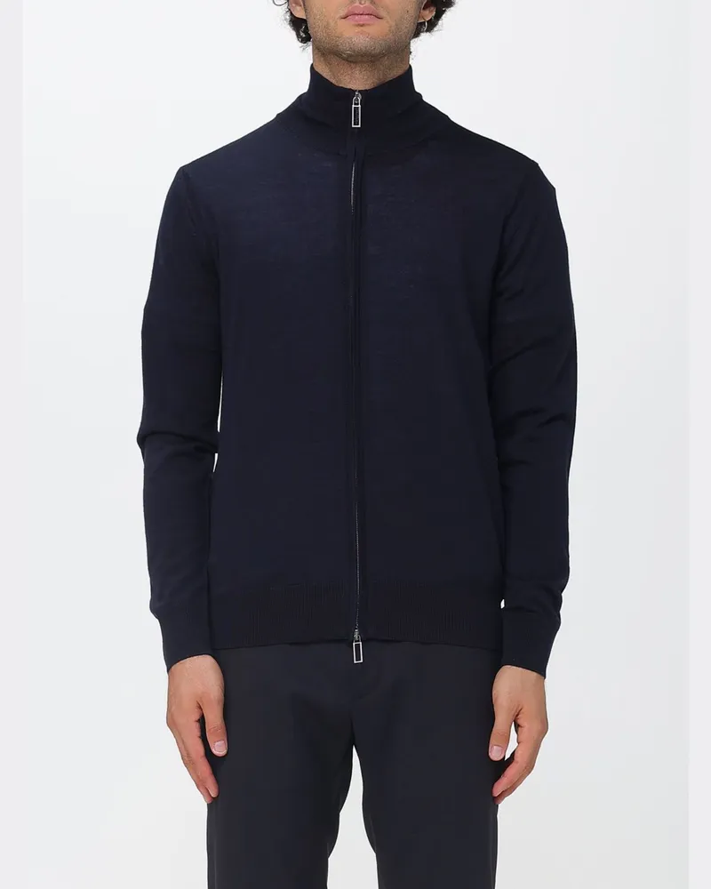 Paolo Pecora Milano Woll-Cardigan mit Reißverschluss und Stehkragen Braun