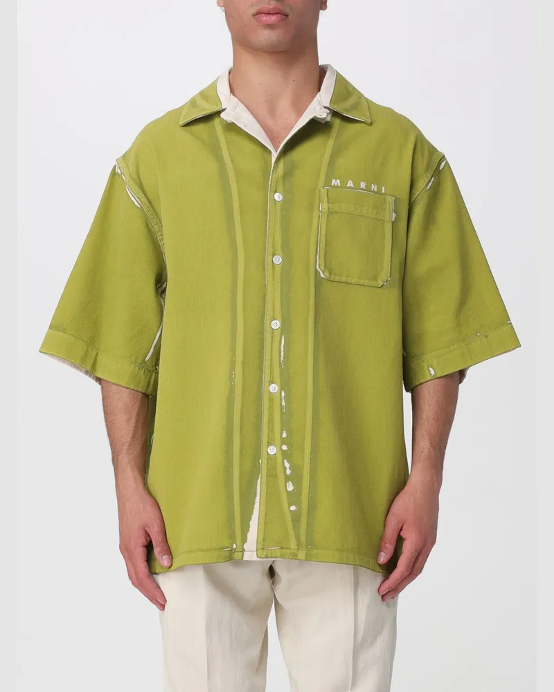 Marni Freizeit-Hemd aus Baumwolle mit Washed-Effekt Limette