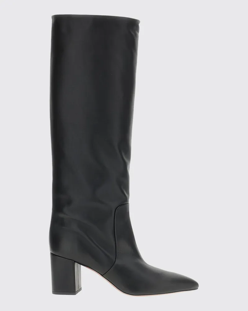 Paris Texas Anja kniehohe Lederstiefel mit mittlerem Absatz Schwarz