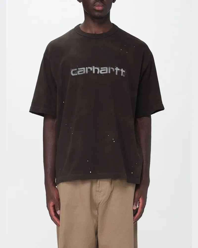Carhartt WIP Rundhals-T-Shirt aus Bio-Baumwolle mit aufgedrucktem Logo Tabak