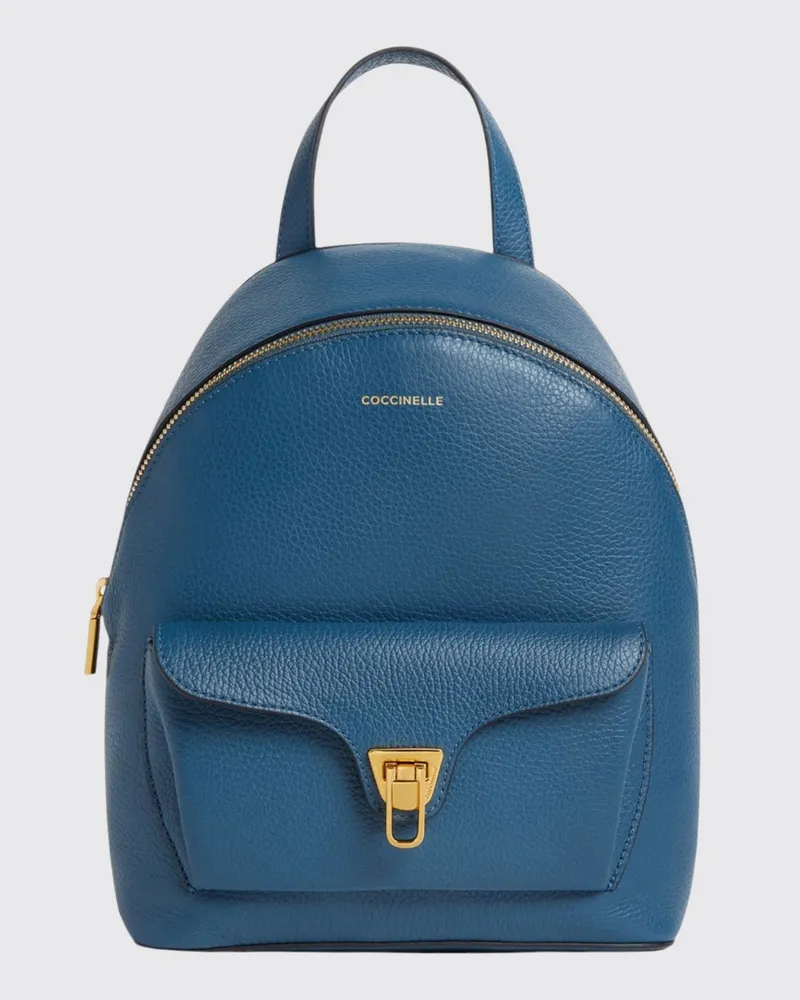 Coccinelle Beat Generation Rucksack aus genarbtem Leder Hellblau
