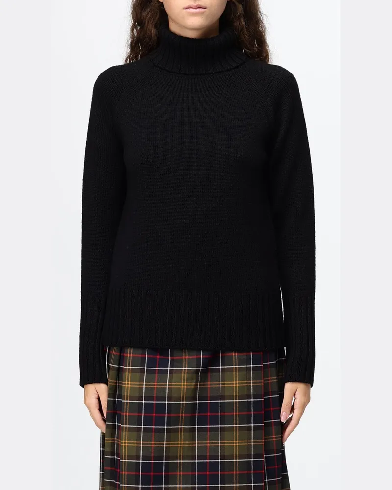 Drumohr  Rollkragenpullover von aus 100 % reiner Merinowolle mit Rippbündchen Schwarz