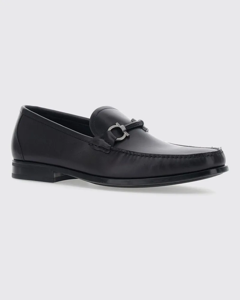 Ferragamo Penny-Loafer aus Glattkalbsleder mit Gancini-Detail Schwarz
