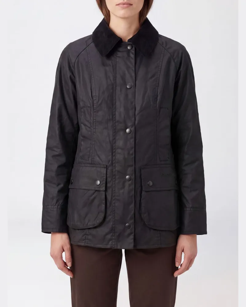 Barbour Beadnell Wachsjacke von aus Baumwolle mit Samtkragen Schwarz