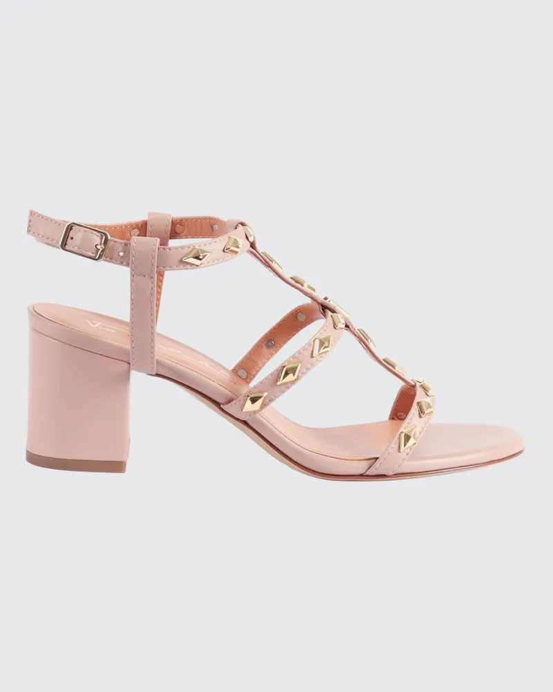 Via Roma 15 Ledersandalen mit Nieten Beige