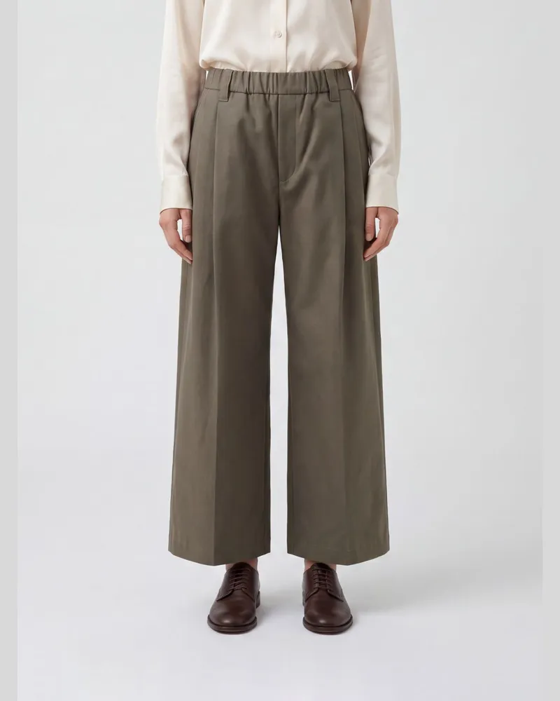 Brunello Cucinelli Baumwoll-Palazzo-Hose mit Monili Grün