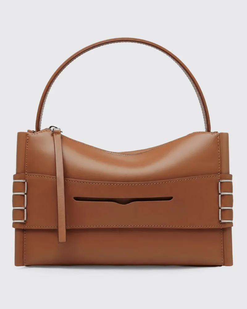 J.W.Anderson Loafer Handtasche aus glattem Kalbsleder mit Kontrastnähten Braun