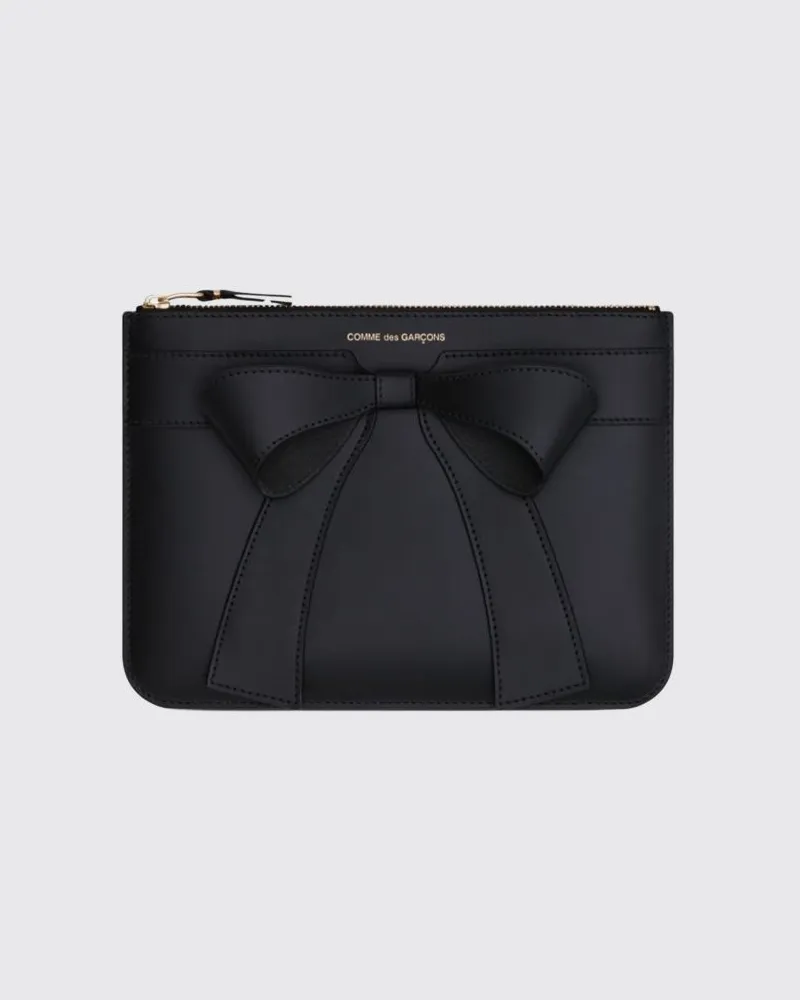 Comme des Garçons Große Lederbrieftasche mit Schleifen-Print Schwarz