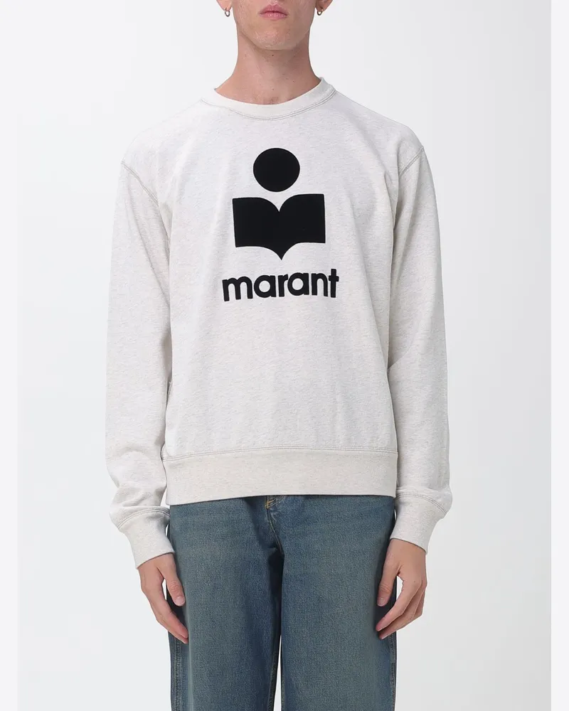 Isabel Marant Relaxed-Fit Sweatshirt mit Rundhalsausschnitt aus Baumwolle mit Kontrastlogo Beige