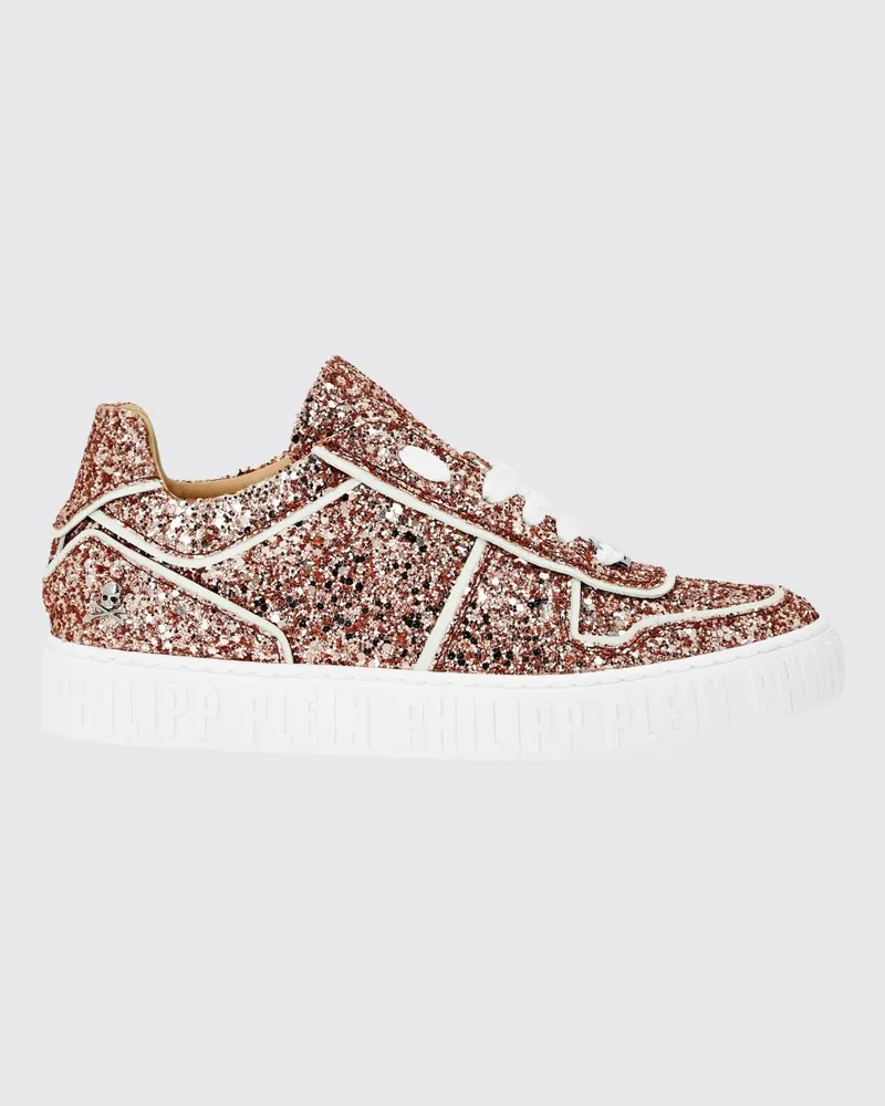 Philipp Plein Low-Top-Sneakers aus technischem Glitzergewebe mit Stickerei Pink