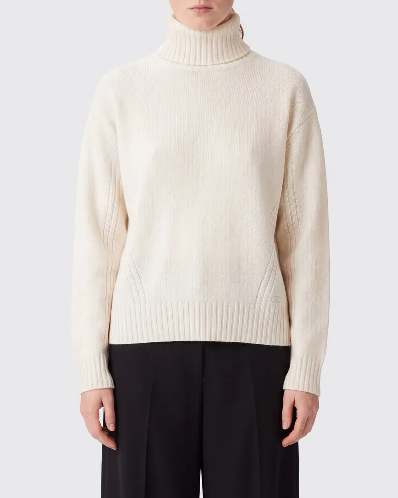 Liu Jo Rollkragenpullover aus 100% Wolle mit überschnittenen Schultern Weiß
