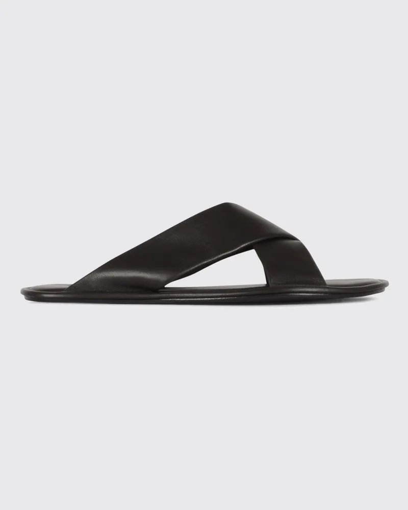 Saint Laurent Slide-Sandalen Carlyle aus glattem Kalbsleder Braun