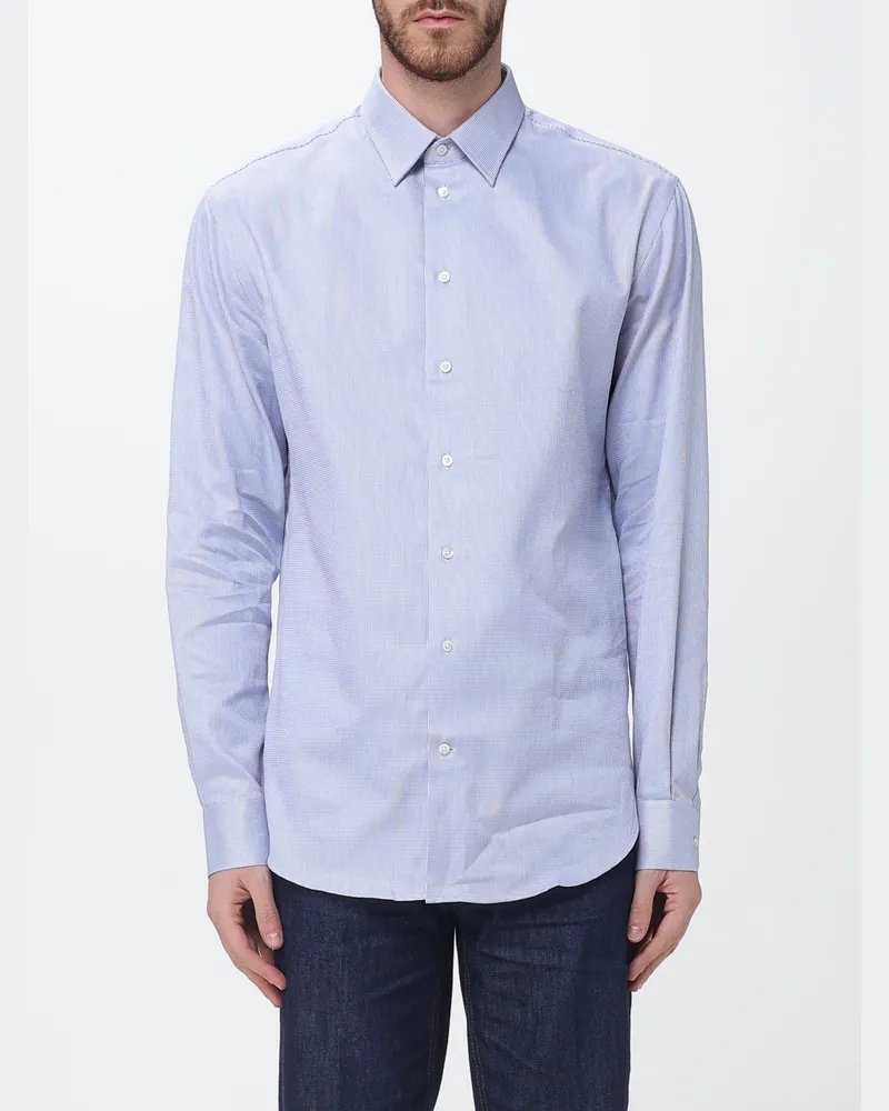 Emporio Armani Klassisches Hemd aus Baumwolle Hellblau