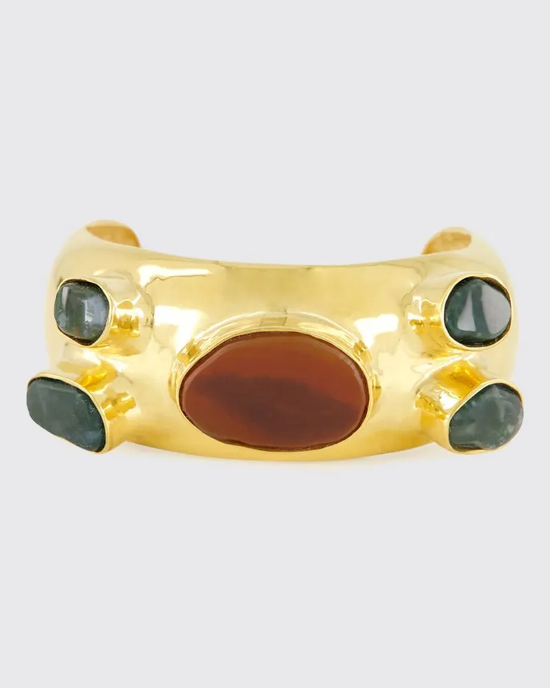 PAULA Mazus Armreif aus Messing mit Ziersteinen Gold
