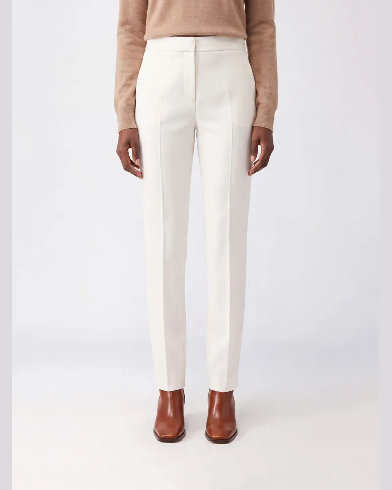 Max Mara Acino Skinny-Hose mit mittlerer Taille und Slim Fit aus Wolle Weiß