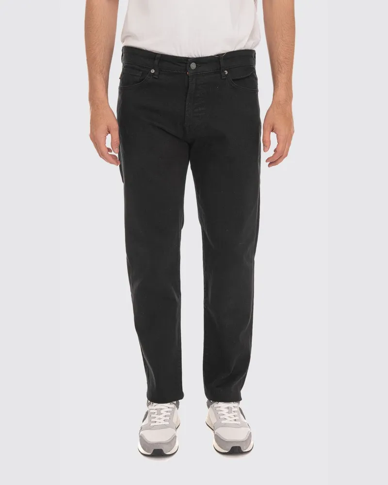 HUGO BOSS Straight Fit Jeans mit niedriger Leibhöhe aus Stretch-Baumwolldenim Schwarz