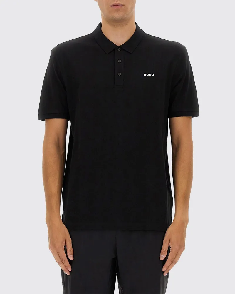 HUGO BOSS Baumwoll-Poloshirt mit Ton-in-Ton-Logo Schwarz