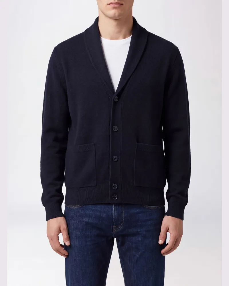 Brioni Cardigan mit Schalkragen aus Kaschmir-Woll-Mischung mit Taschen Blau