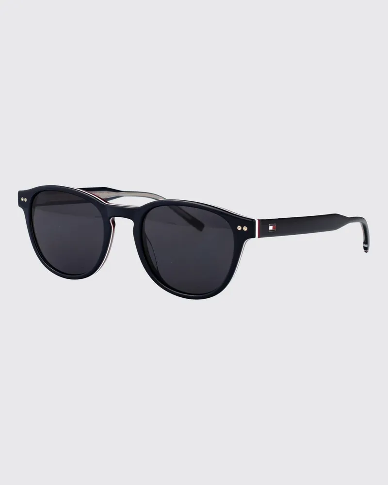 Tommy Hilfiger Abgerundete Sonnenbrille aus Acetat mit kontrastierendem Logo Blau