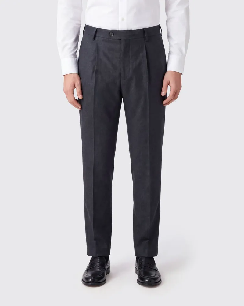 Eleventy Slim-Fit-Anzughose von aus Wolle und Kaschmir mit Bundfalten Blau