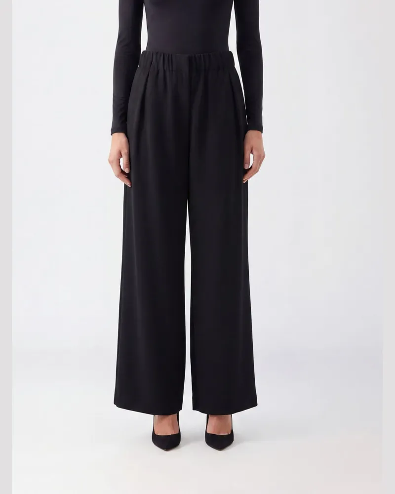 Jil Sander Palazzo-Hose mit hohem Bund aus Viskosemischung Schwarz
