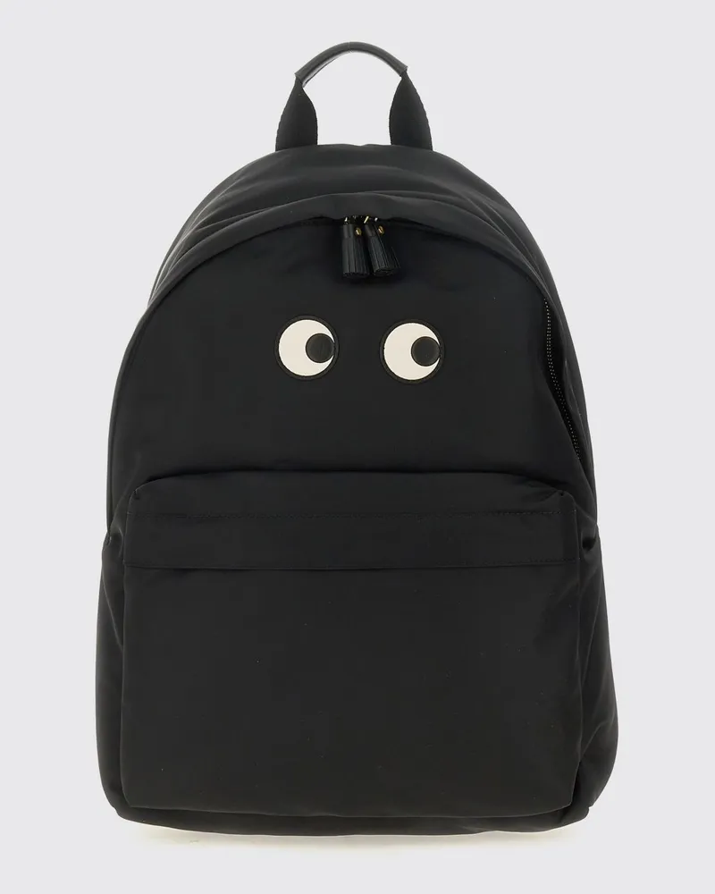Anya Hindmarch Eyes Rucksack aus regeneriertem ECONYL®-Nylon mit Reißverschlusstaschen Schwarz