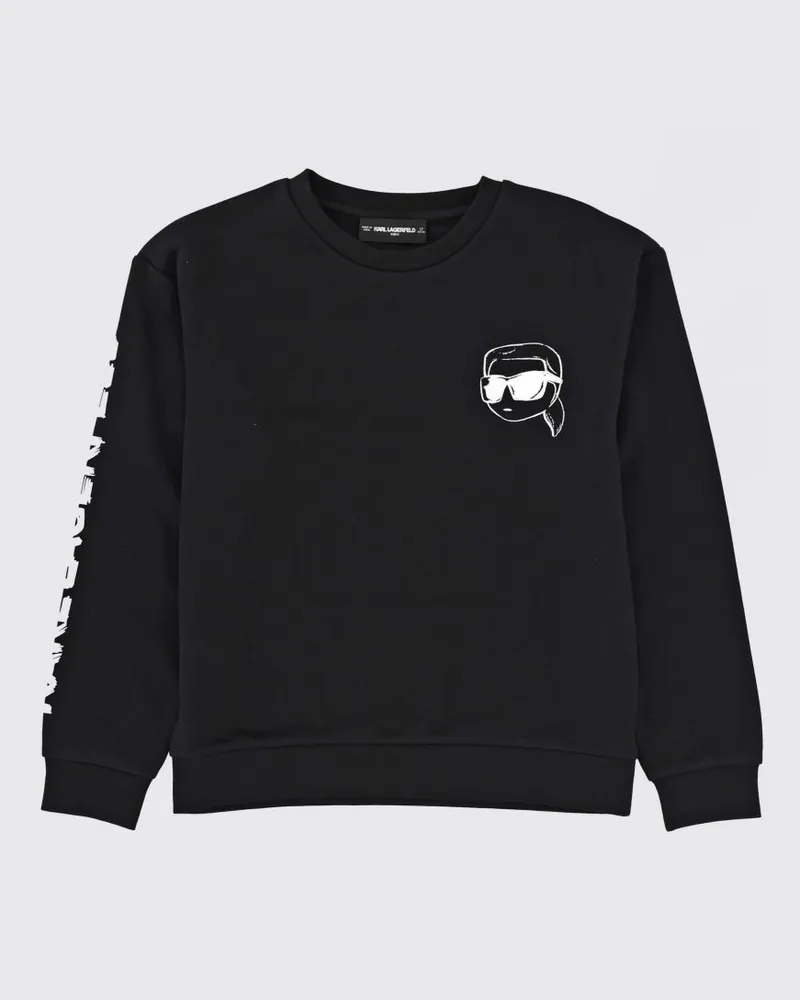 Karl Lagerfeld Baumwoll-Sweatshirt für Jungen mit Grafikdruck Schwarz