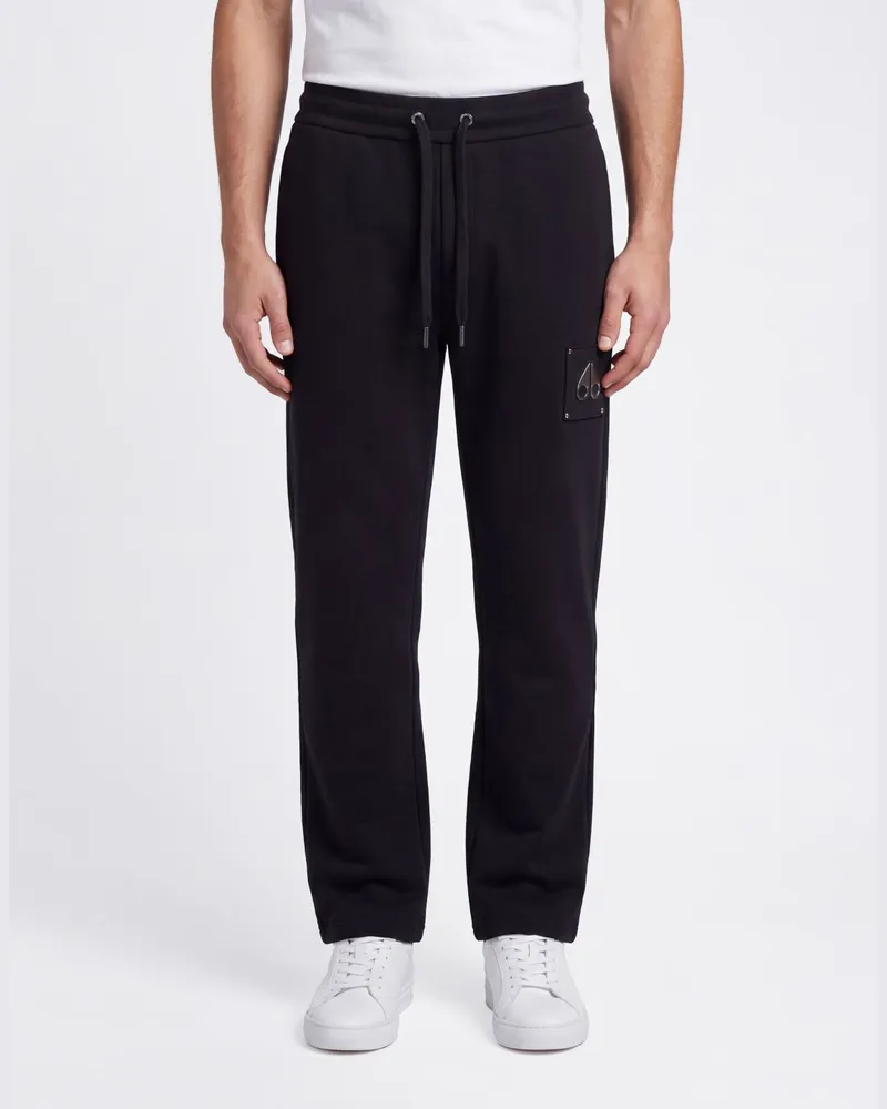 Moose Knuckles Jogginghose aus Baumwolle mit Kordelzug und Kontrastlogo Schwarz
