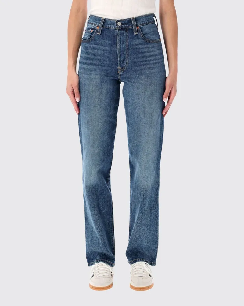Levi's High-Waist Straight-Jeans Ribcage aus Baumwoll-Lyocell-Denim Blau