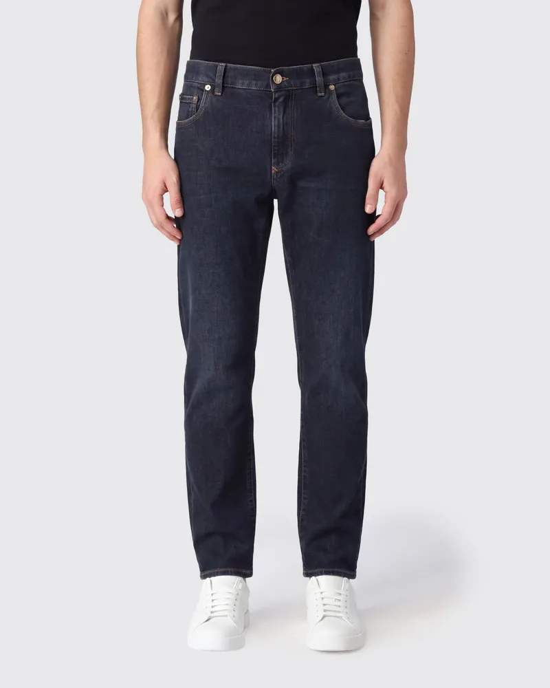 Dolce & Gabbana DOLCE  GABBANA Mittelhohe Straight-Jeans von Dolce & Gabbana aus Baumwolldenim mit Logoplakette Navy