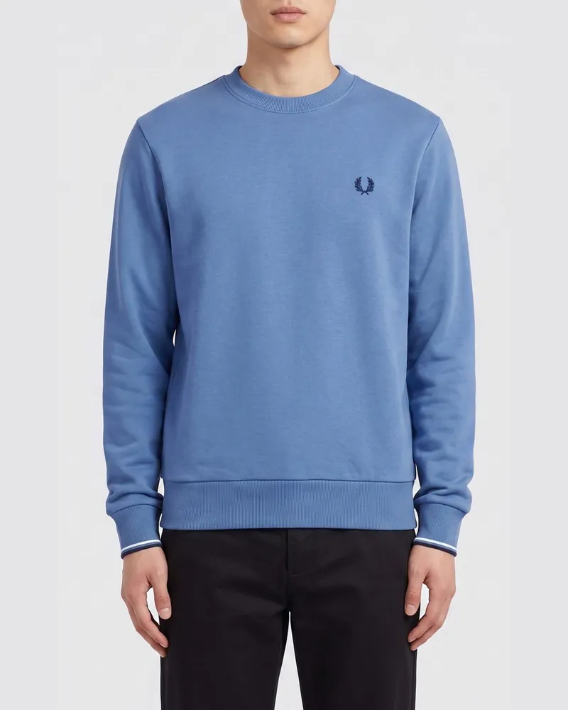 Fred Perry Baumwoll-Sweatshirt Blau
