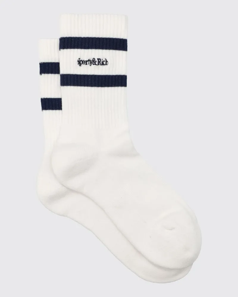 SPORTY & RICH SPORTY  RICH Gestreifte Rippensocken Sporty & Rich für Kinder mit gesticktem Logo Weiß