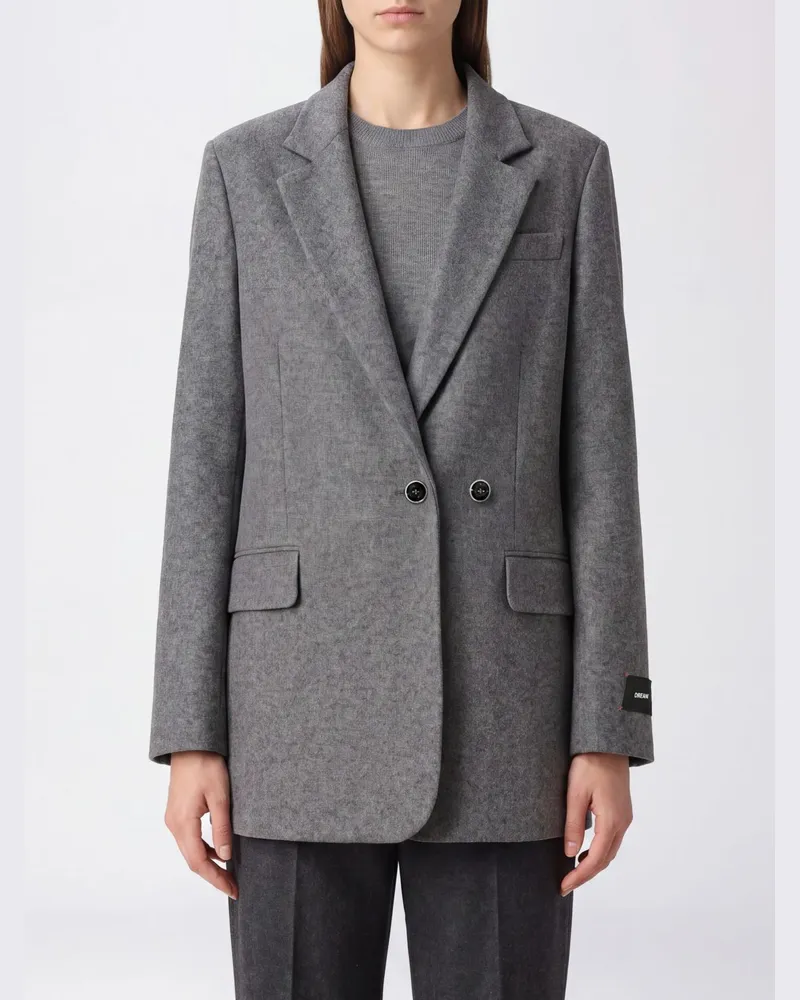 Pinko Zweireihiger Wollmischblazer mit klassischem Revers Grau