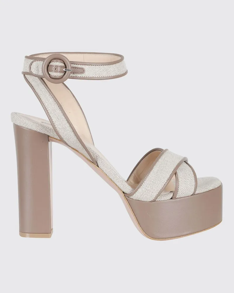 FESTA Milano Luanda Plateau-Sandalen von aus Leder mit hohem Blockabsatz Taubengrau