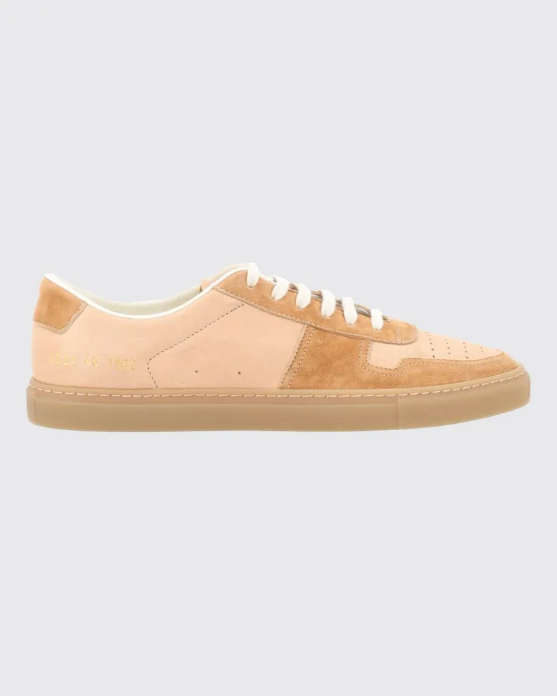 Common Projects Zweifarbige Low-Top-Sneaker aus Nappa und Veloursleder Beige