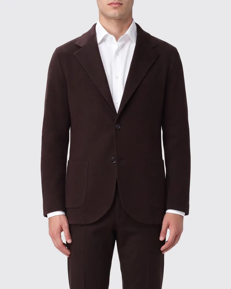 LARDINI Einreihiger Blazer aus Schurwolle von mit Revers und aufgesetzten Taschen Braun