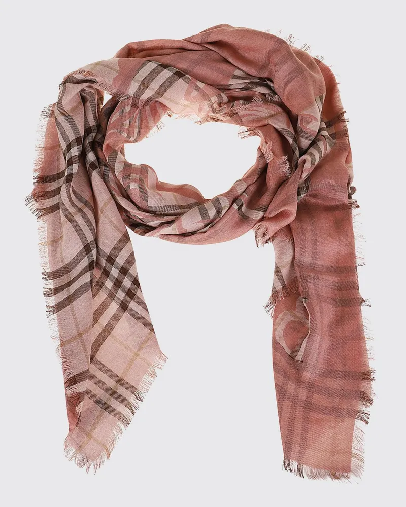 Burberry Schal aus Wolle und Seide mit Karomuster Pink