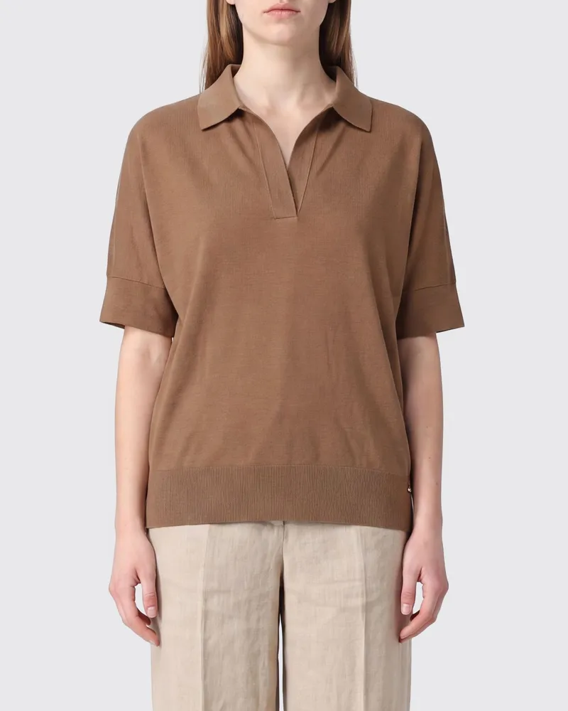 Herno Slim-Fit-Polohemd aus Lyocell-Strick mit französischem Kragen Braun