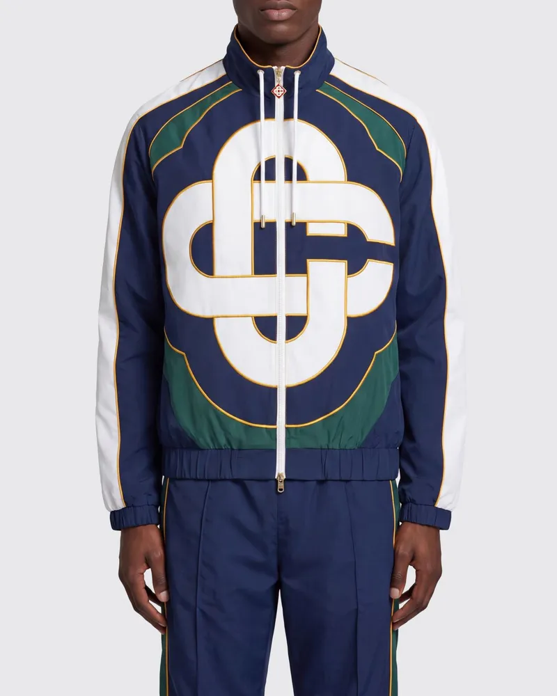 Casablanca Paris Leichte Bomberjacke mit Stehkragen und Logo-Print Blau