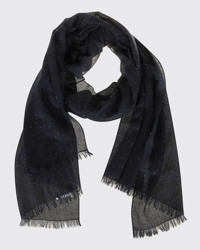 Brunello Cucinelli Wollschal mit Pailletten Blau