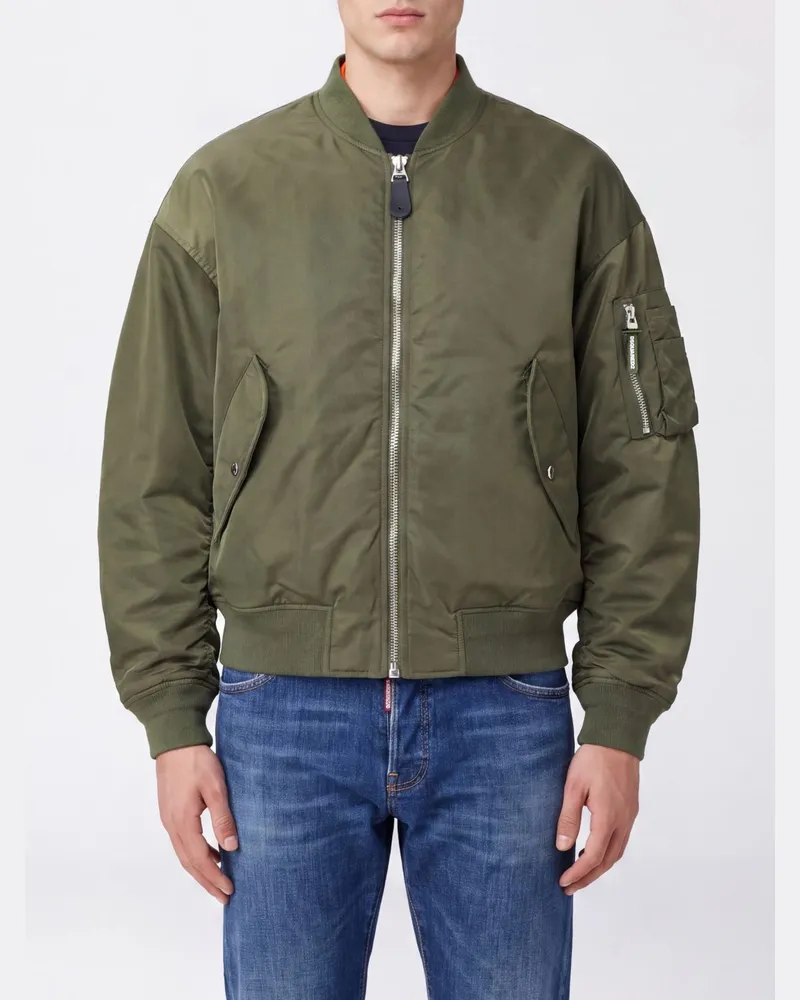 Dsquared2 Zweifarbige Nylon-Bomberjacke mit aufgesetzten Taschen Grün