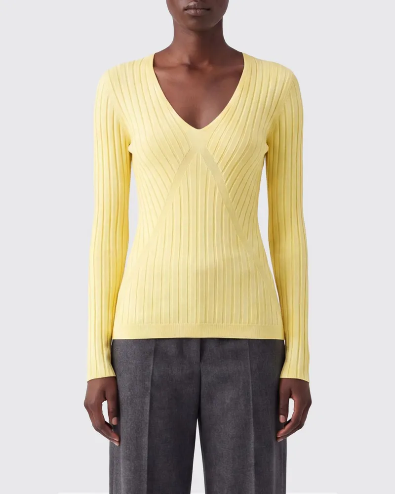 Jil Sander Slim-Fit-Rippenpullover mit V-Ausschnitt aus Kaschmir und Seide Limette