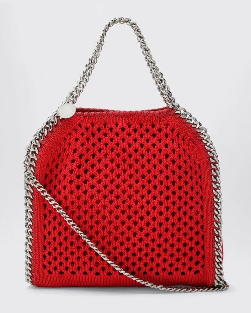 Stella McCartney Falabella Häkel-Handtasche aus Baumwolle mit Metallkette Rot