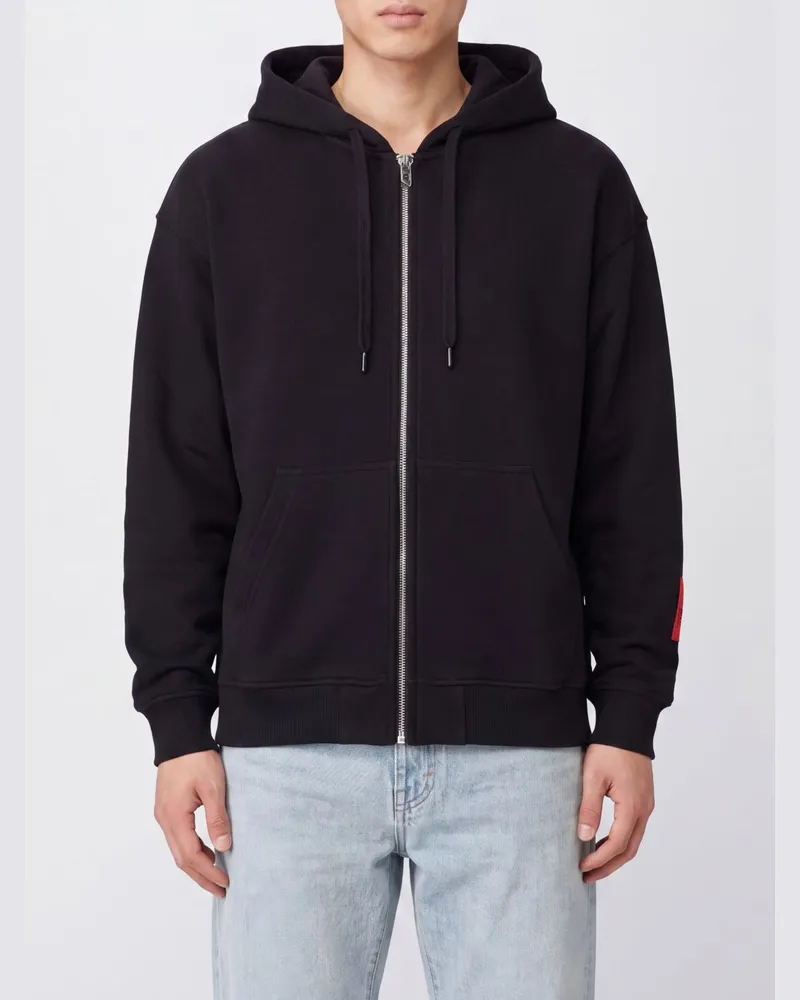 Diesel Relaxed Fit Kapuzenpullover aus Baumwolle mit Reißverschluss Schwarz
