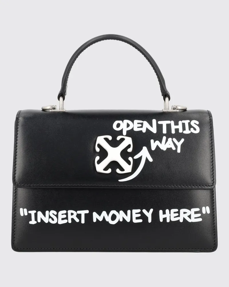 OFF-WHITE Jitney 1.4 Handtasche aus Glattleder mit Arrow-Logo Schwarz