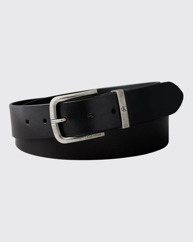 Calvin Klein Gürtel aus glattem Kunstleder mit gravierter Dornschließe Schwarz