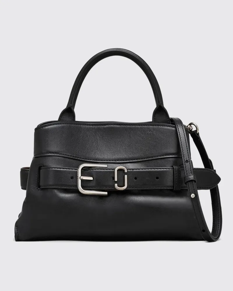 Marc Jacobs Kleine The Tote Bag Handtasche aus Leder mit Double J-Logo Schwarz