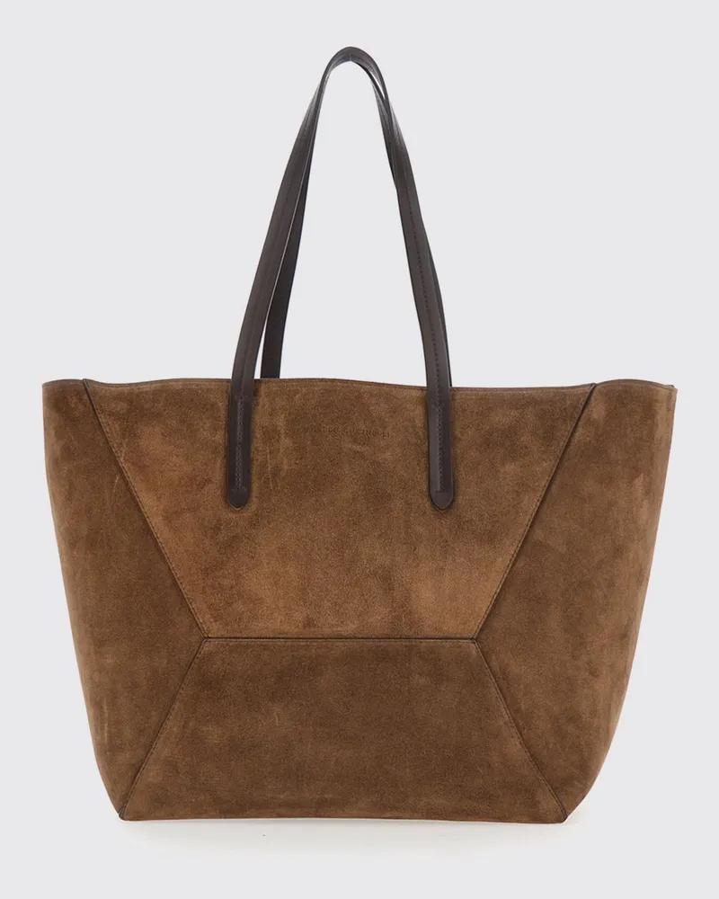 Brunello Cucinelli BC Duo Wildleder-Tragetasche von mit Monili-Verzierung Camel