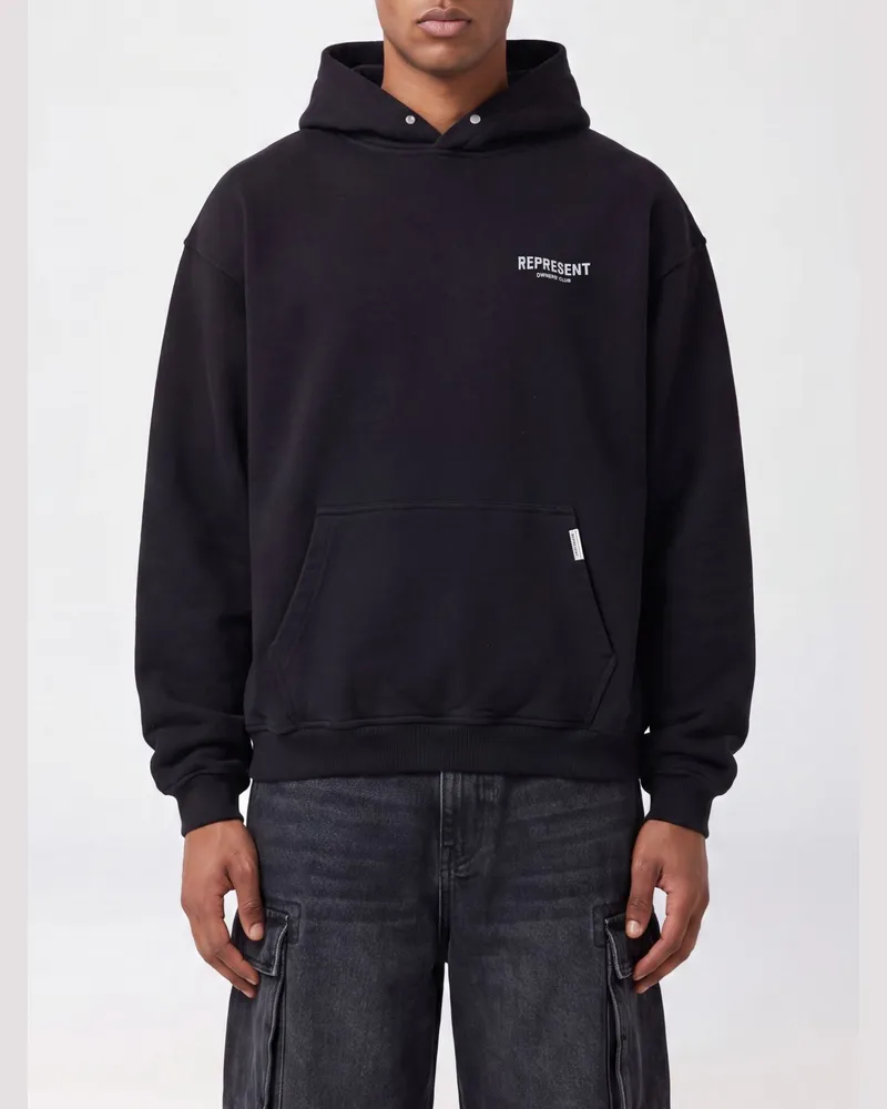 REPRESENT Relaxed-Fit-Hoodie aus Baumwolle von mit gedrucktem Logo Schwarz